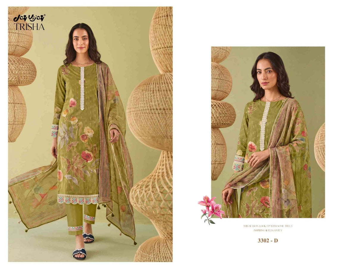 Jay Vijay Trisha 3302 Premium Cotton Dress Material - Amrah Wholesale