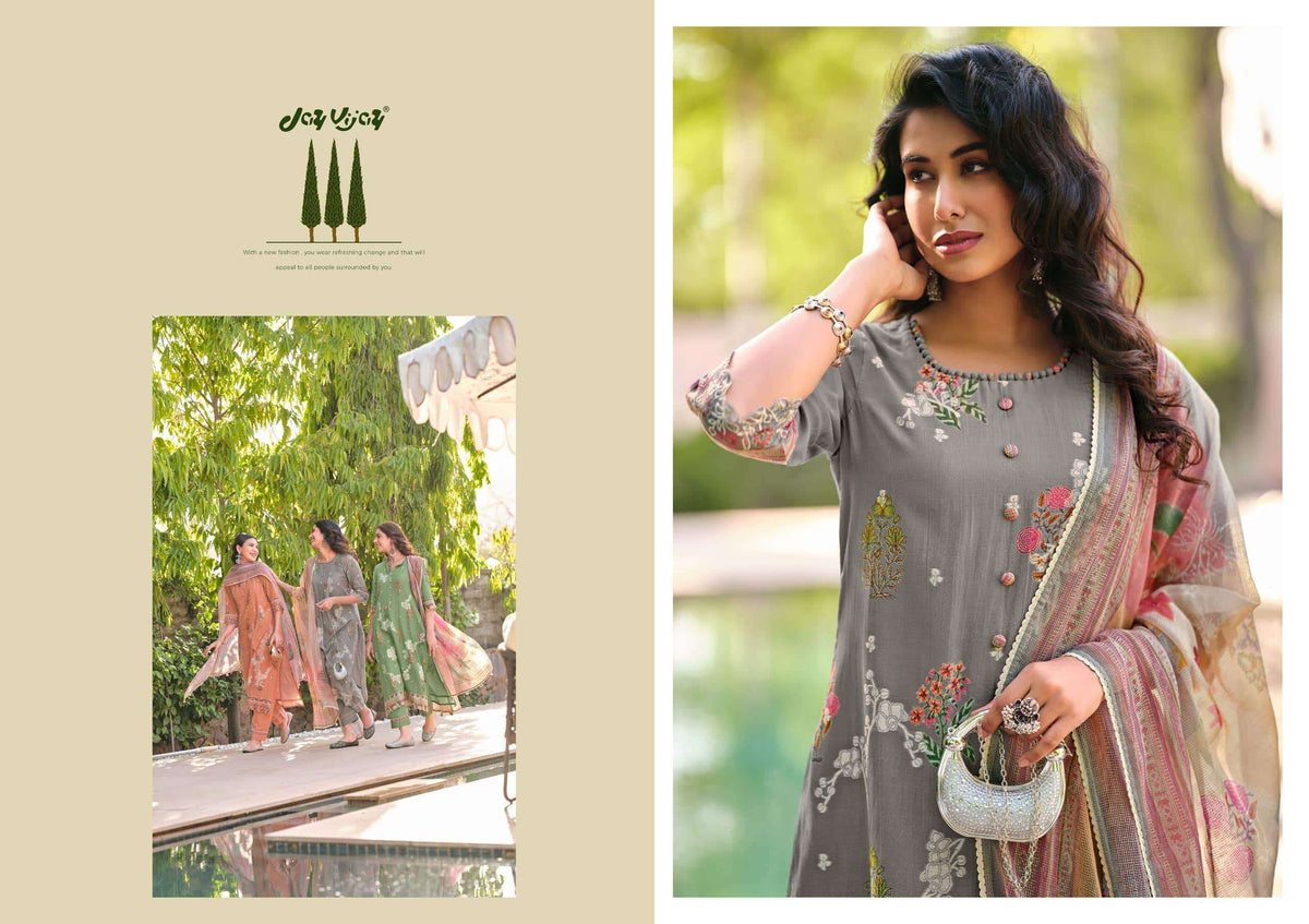 Jay Vijay Udaan Premium Chanderi Jacquard Dress Material