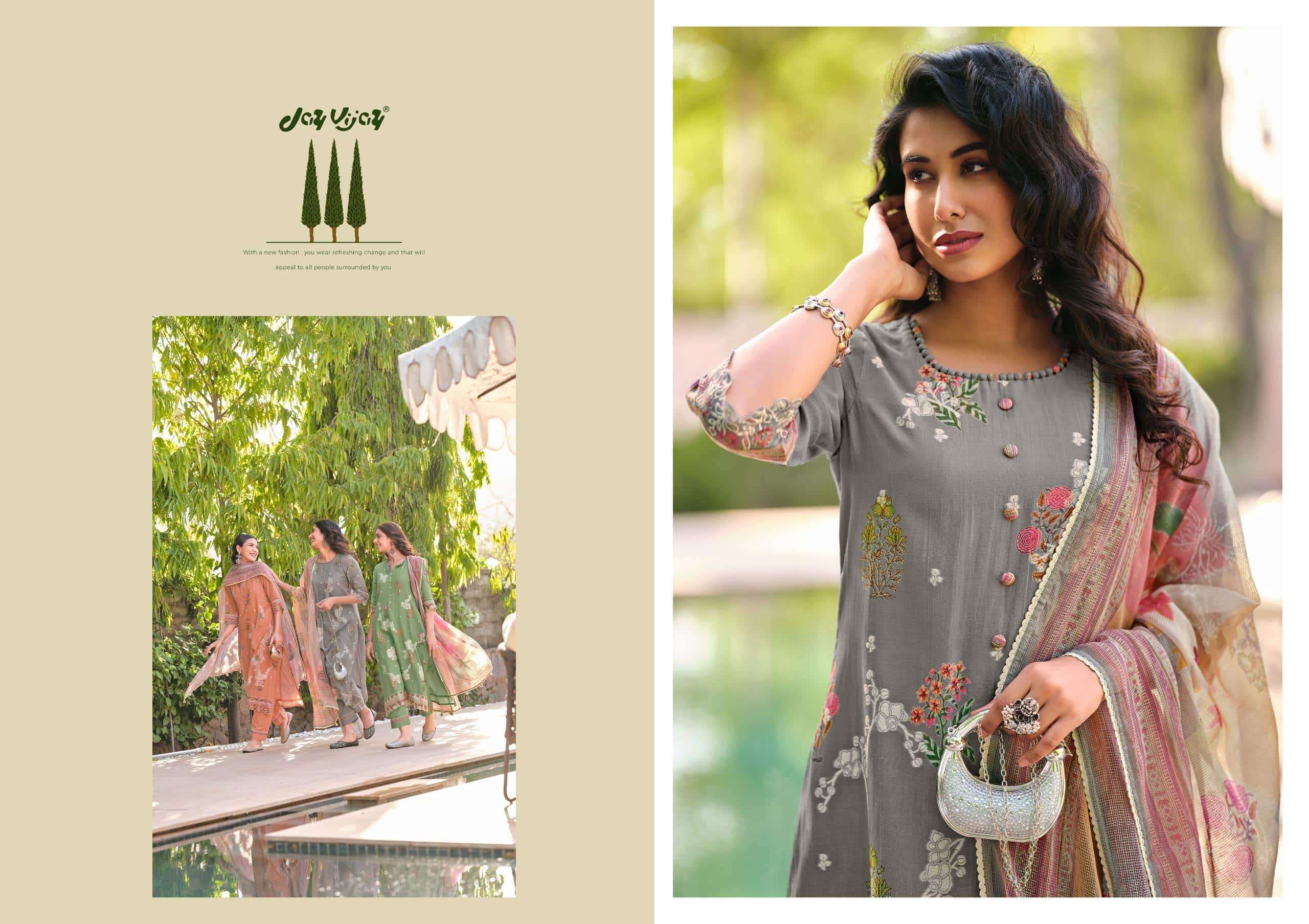 Jay Vijay Udaan Premium Chanderi Jacquard Dress Material