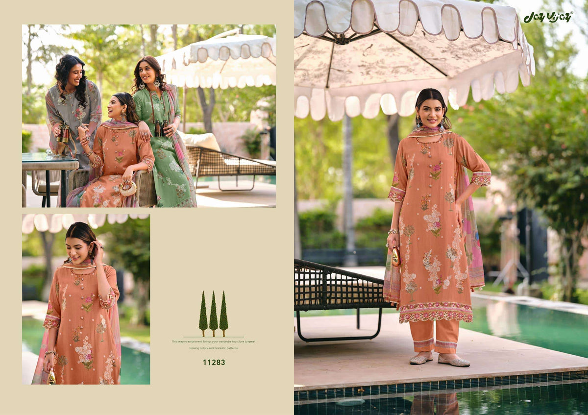 Jay Vijay Udaan Premium Chanderi Jacquard Dress Material