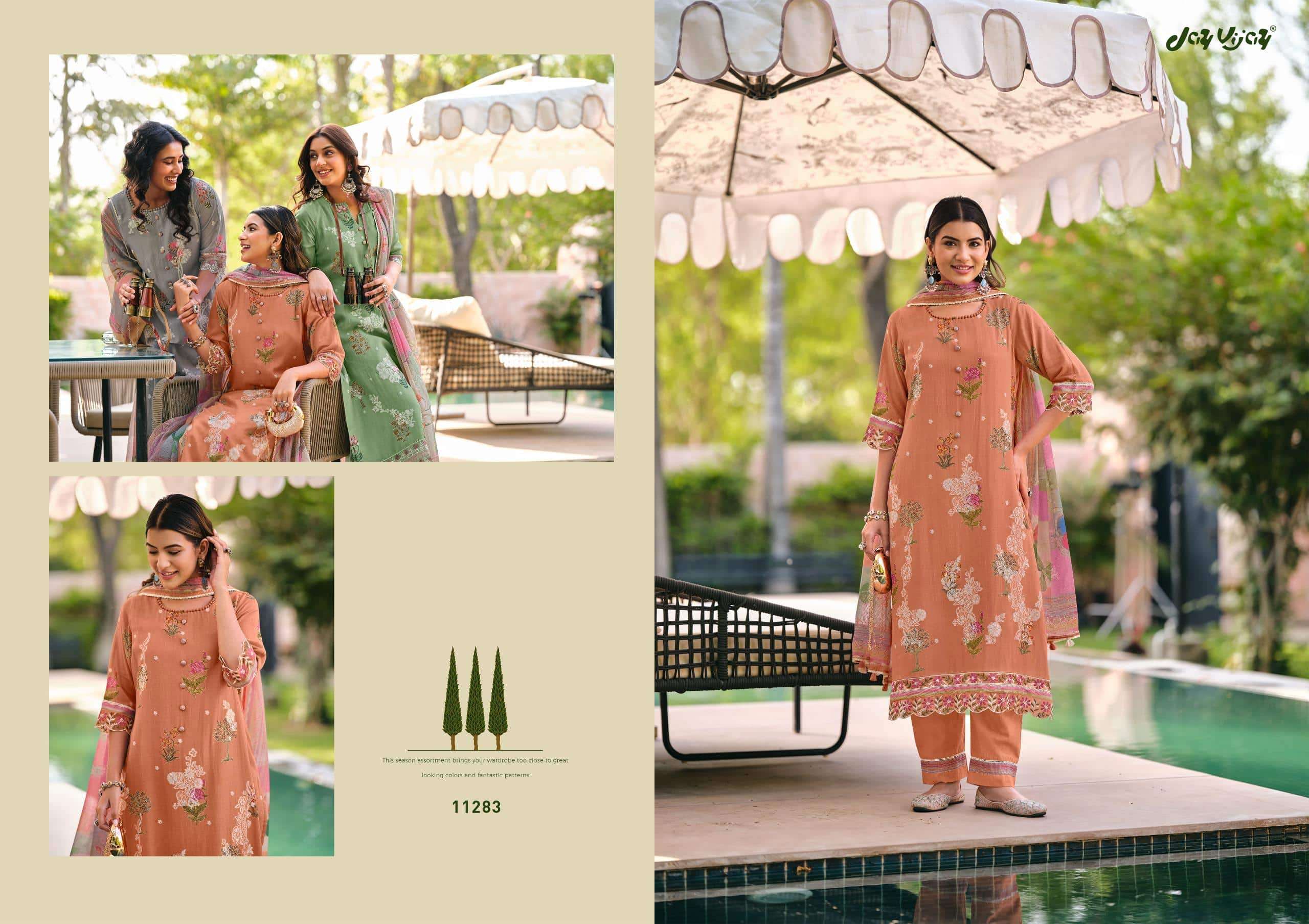 Jay Vijay Udaan Premium Chanderi Jacquard Dress Material