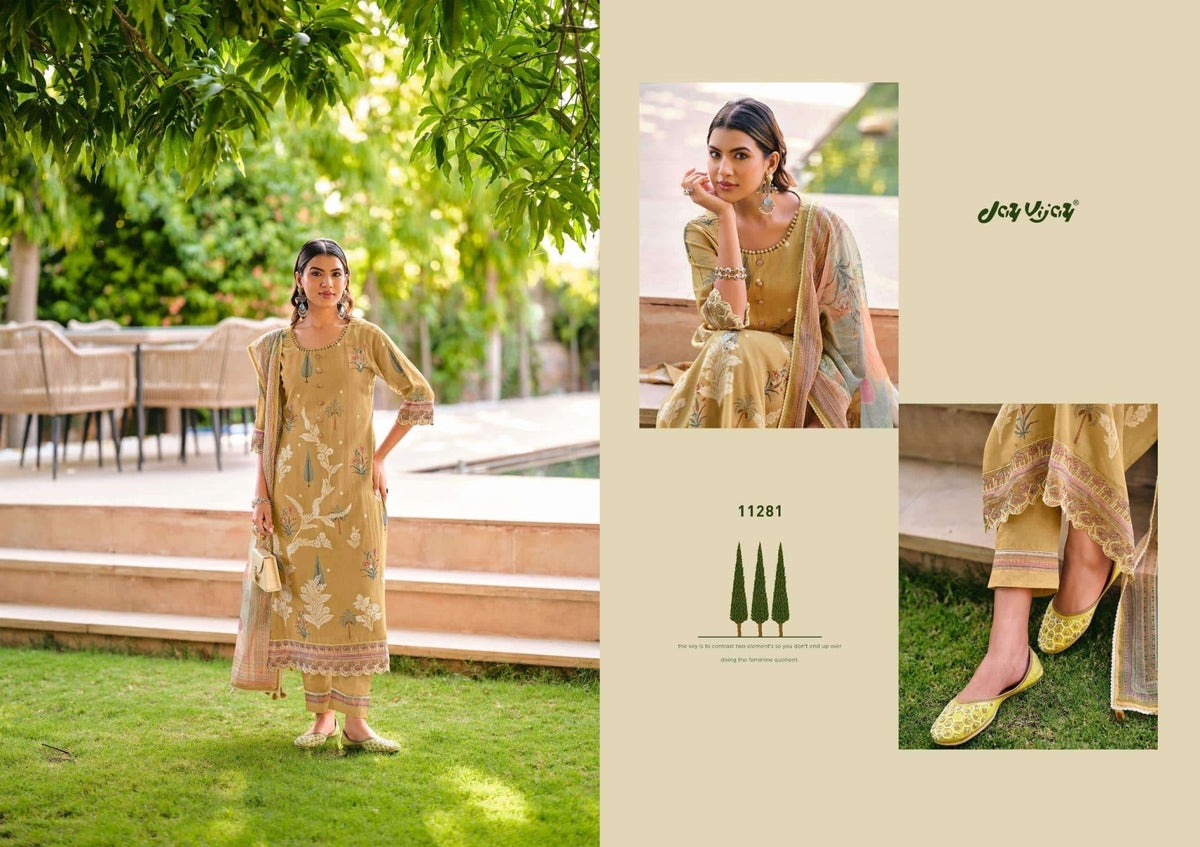 Jay Vijay Udaan Premium Chanderi Jacquard Dress Material - Amrah Wholesale