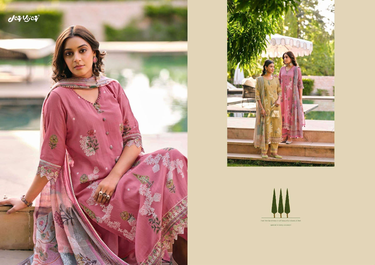 Jay Vijay Udaan Premium Chanderi Jacquard Dress Material - Amrah Wholesale