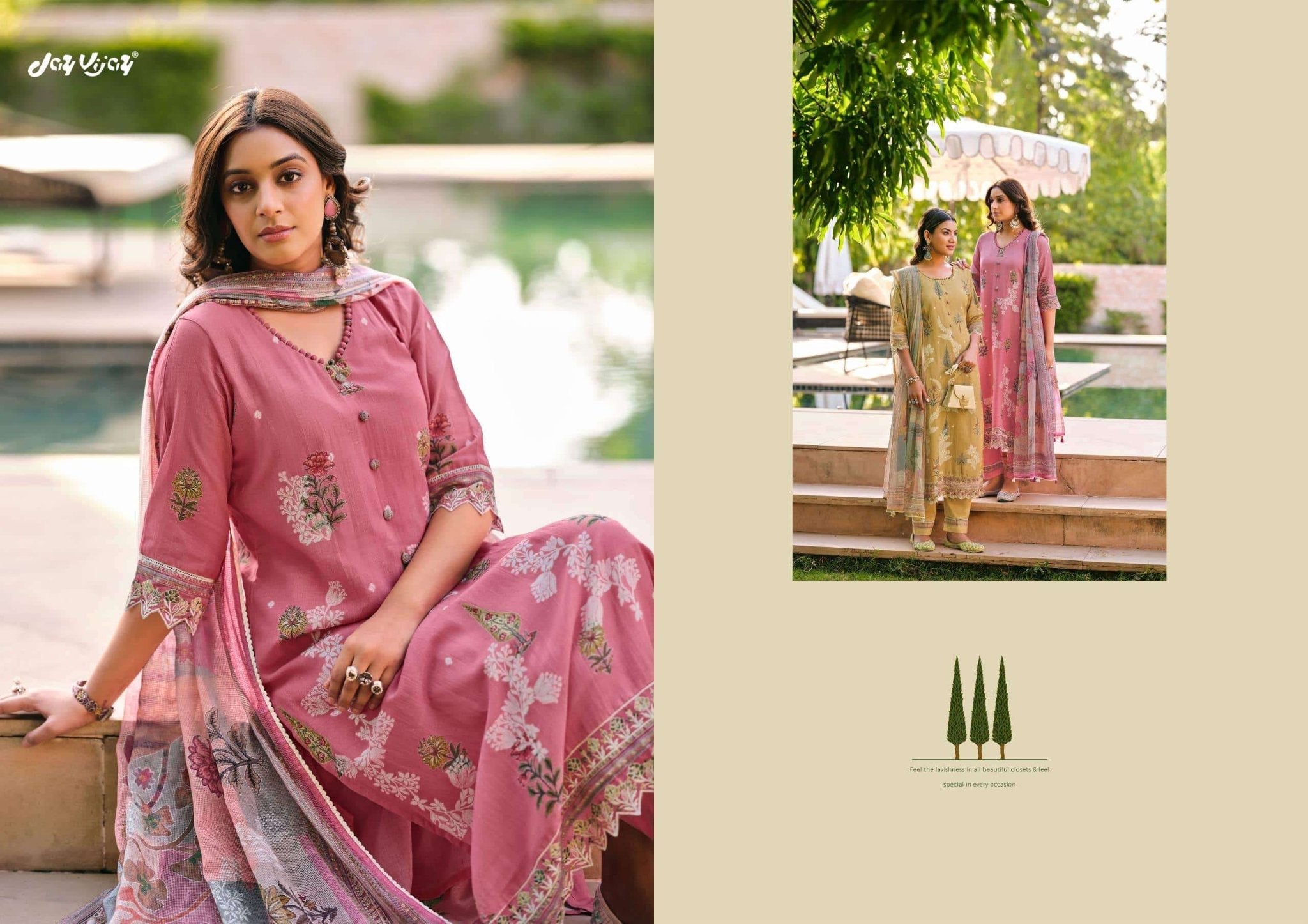 Jay Vijay Udaan Premium Chanderi Jacquard Dress Material - Amrah Wholesale