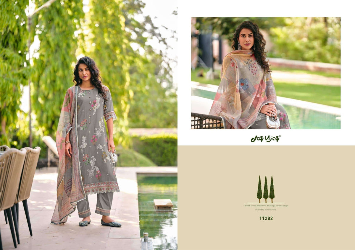 Jay Vijay Udaan Premium Chanderi Jacquard Dress Material - Amrah Wholesale