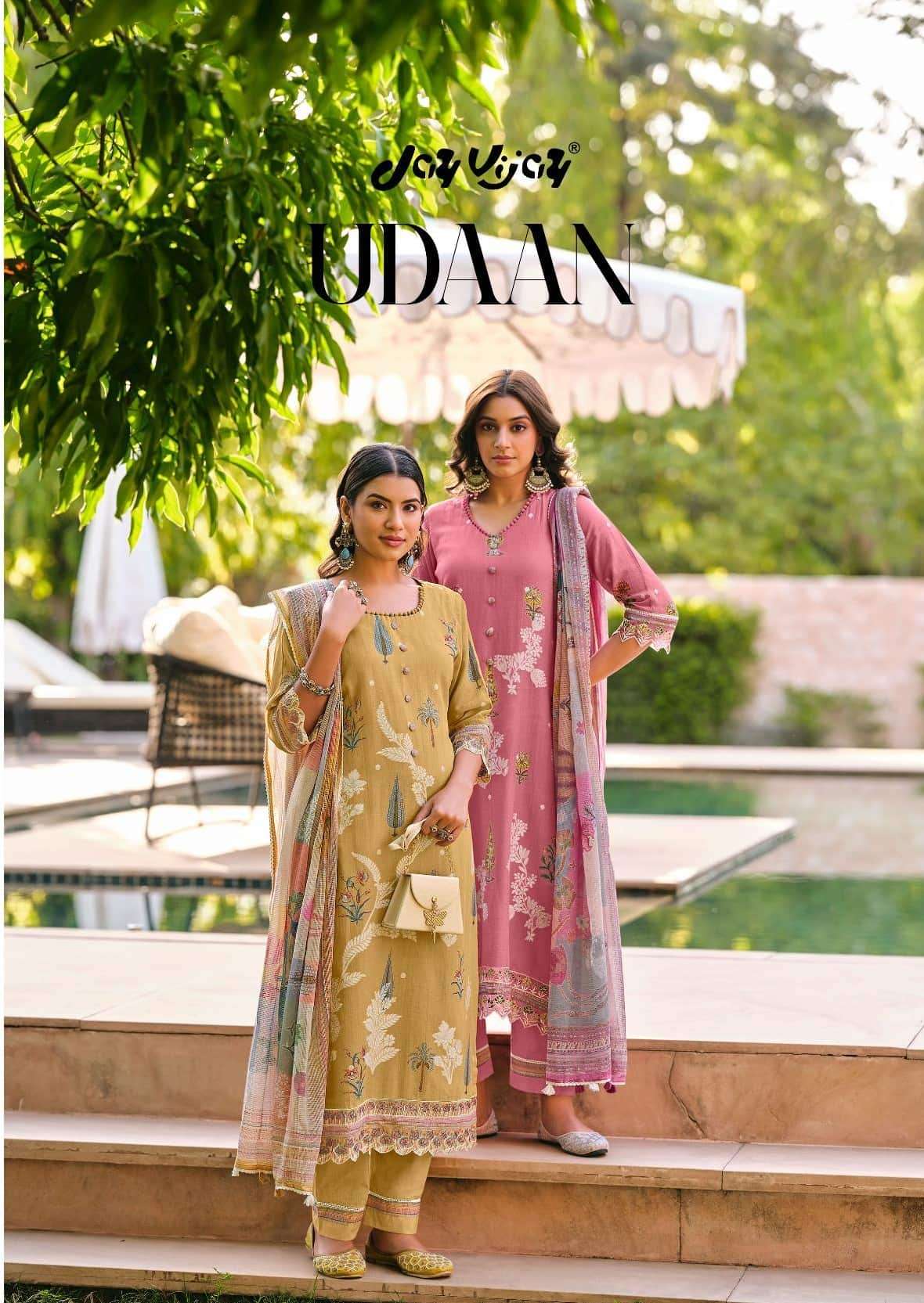 Jay Vijay Udaan Premium Chanderi Jacquard Dress Material - Amrah Wholesale