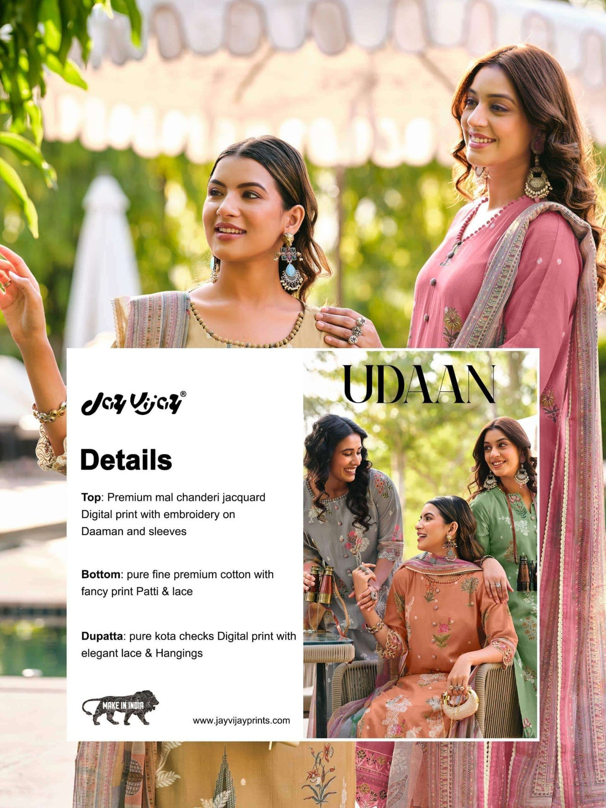 Jay Vijay Udaan Premium Chanderi Jacquard Dress Material - Amrah Wholesale