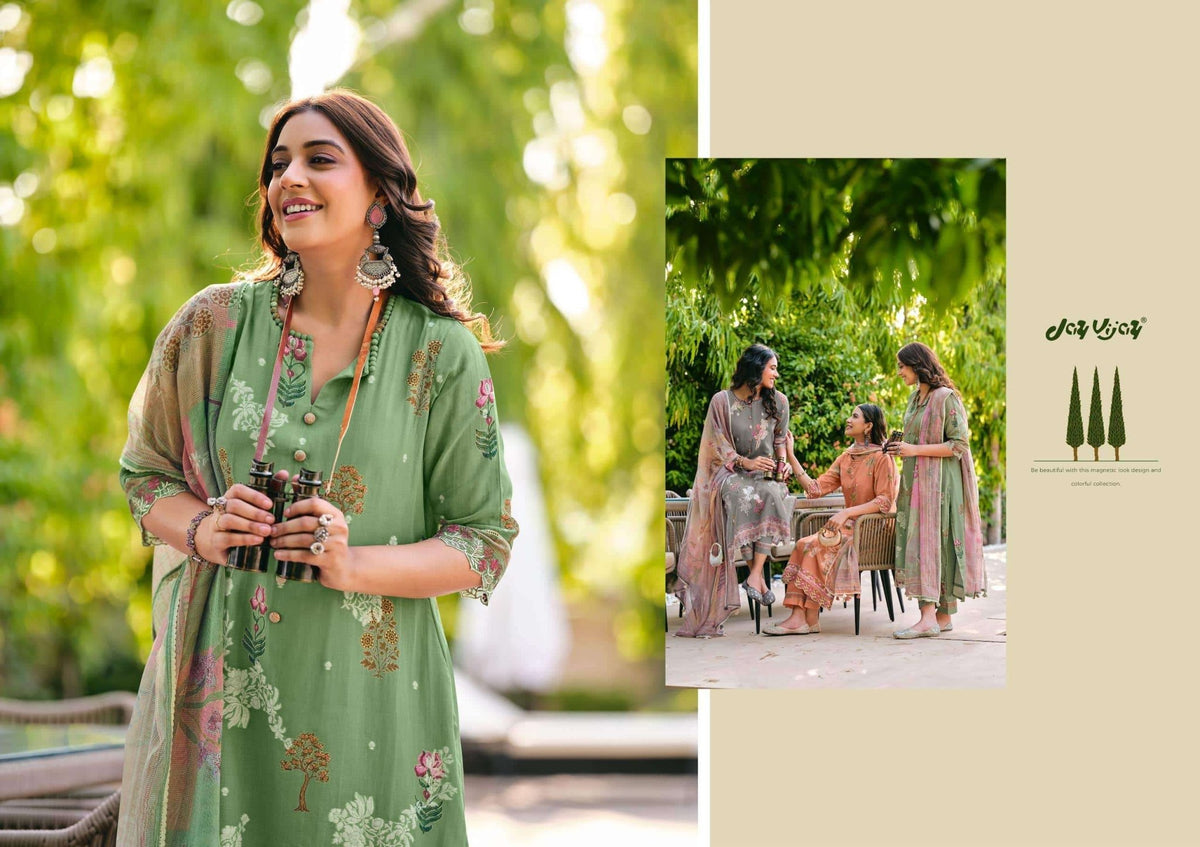 Jay Vijay Udaan Premium Chanderi Jacquard Dress Material - Amrah Wholesale