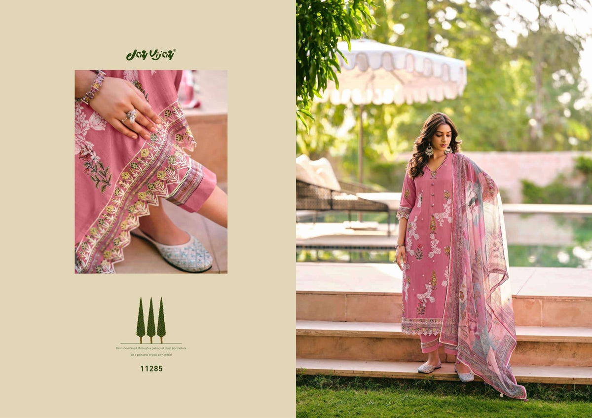 Jay Vijay Udaan Premium Chanderi Jacquard Dress Material - Amrah Wholesale
