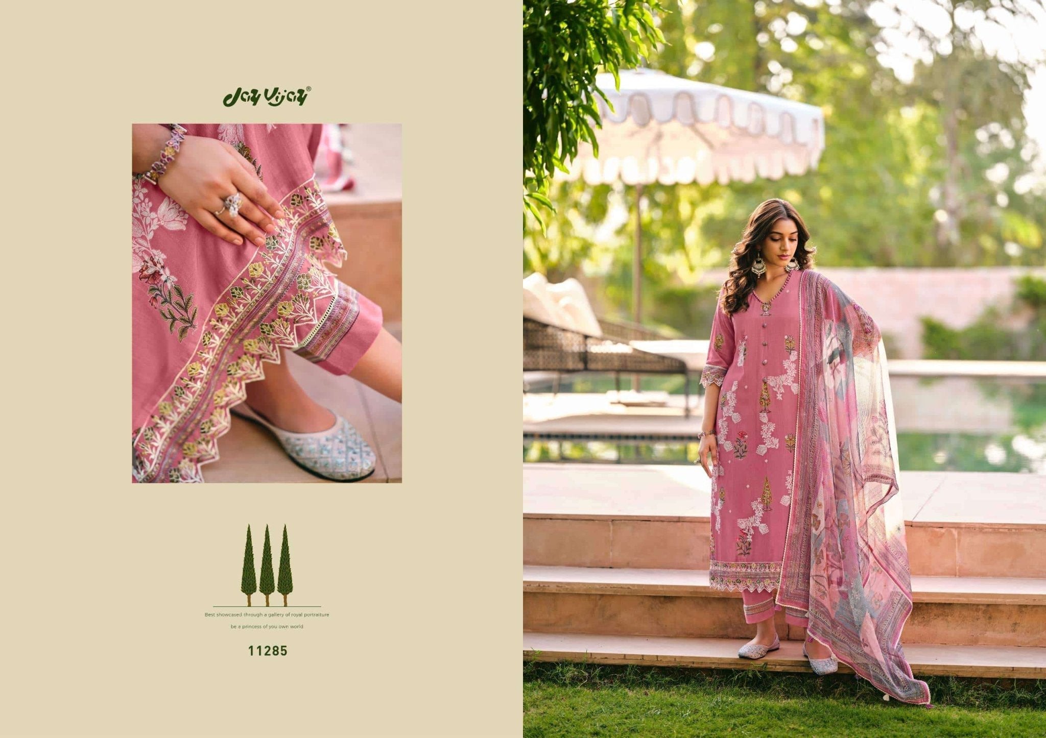Jay Vijay Udaan Premium Chanderi Jacquard Dress Material - Amrah Wholesale