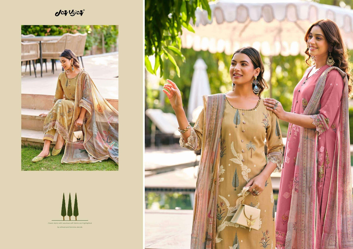 Jay Vijay Udaan Premium Chanderi Jacquard Dress Material - Amrah Wholesale