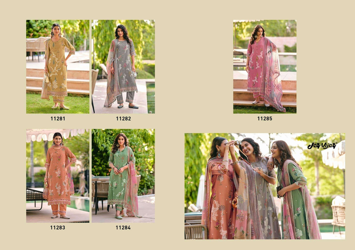 Jay Vijay Udaan Premium Chanderi Jacquard Dress Material - Amrah Wholesale