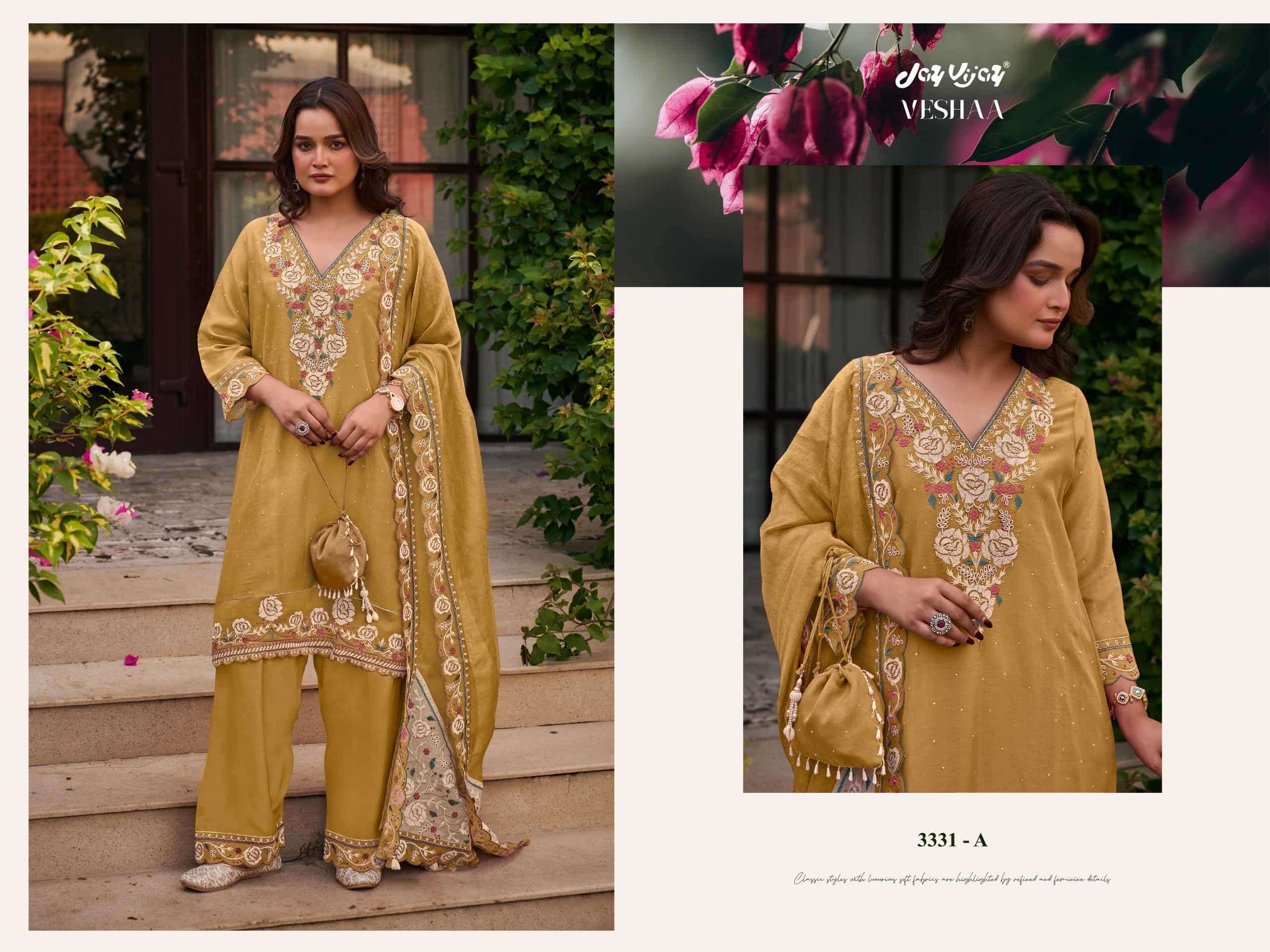 Jay Vijay Veshaa 3331 Mal Chanderi Dress Material