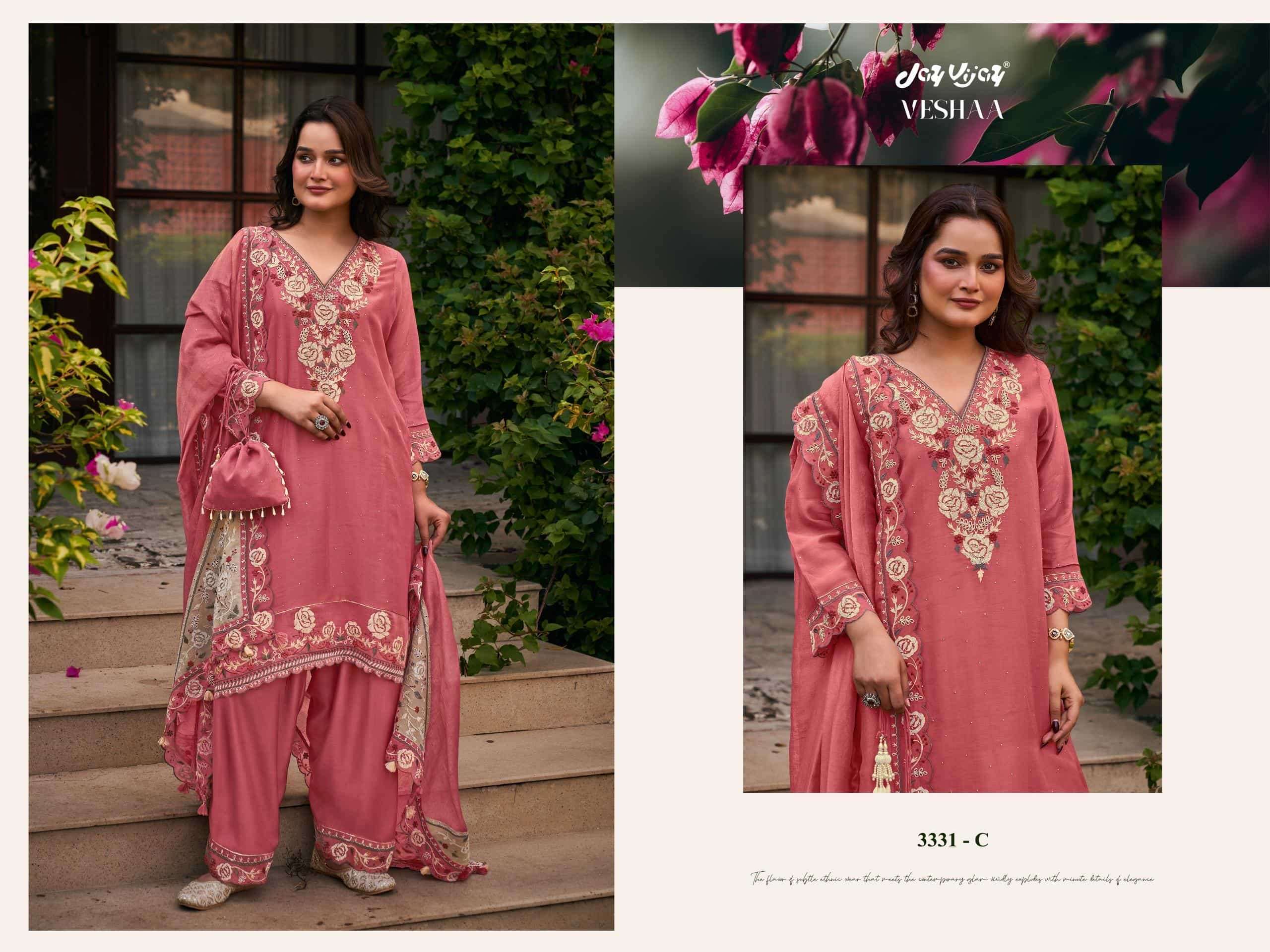 Jay Vijay Veshaa 3331 Mal Chanderi Dress Material