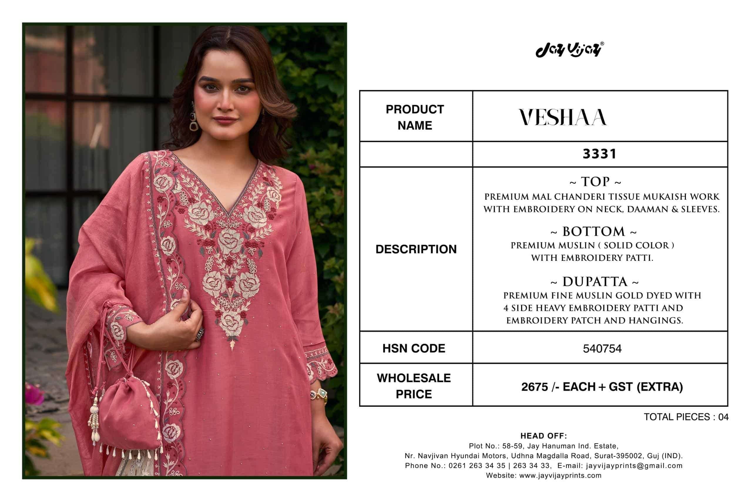 Jay Vijay Veshaa 3331 Mal Chanderi Dress Material