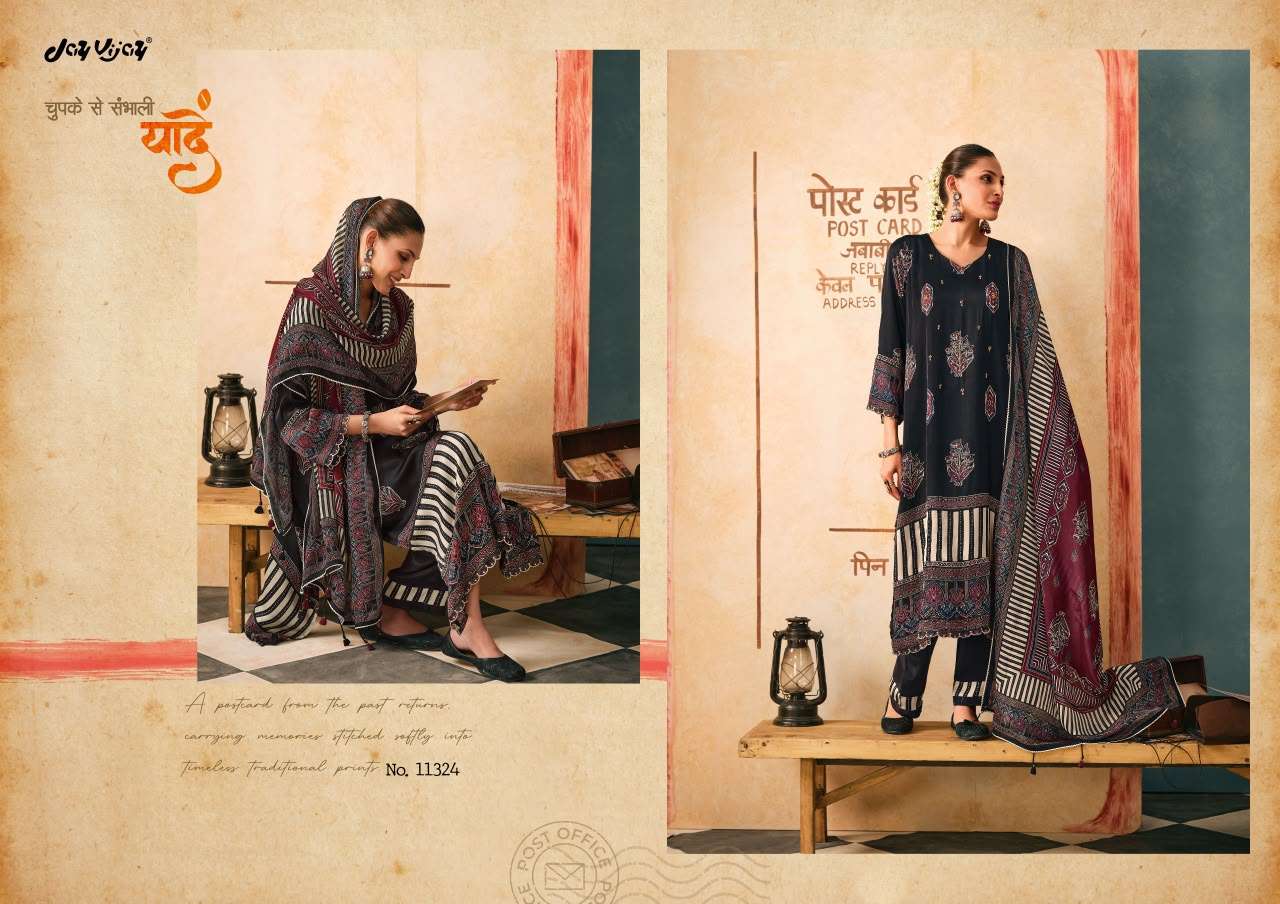 Jay Vijay Yaadon Ke Dhage Fancy Satin Premium Designs Dress Material