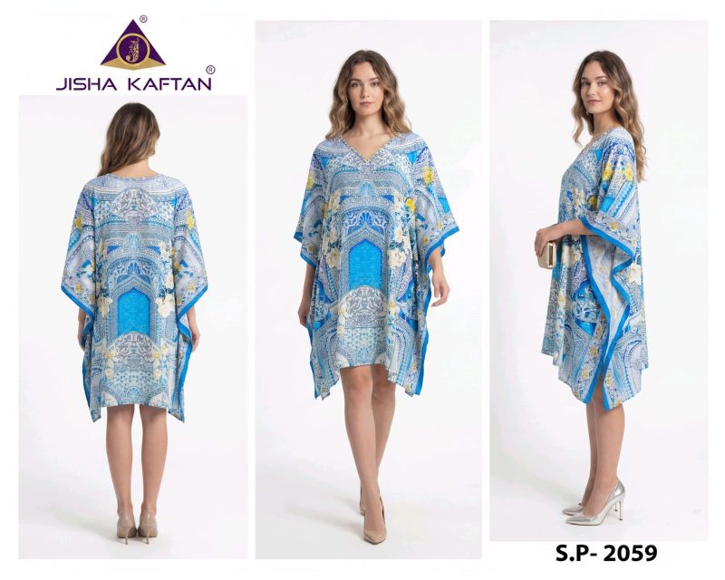 Jelite Jisha Kaftan Silk Poncho Vol 8 Feather Silk Digital Printed Kaftan - Amrah Wholesale