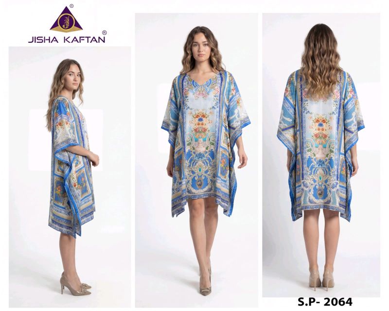 Jelite Jisha Kaftan Silk Poncho Vol 8 Feather Silk Digital Printed Kaftan - Amrah Wholesale