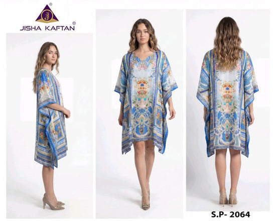 Jelite Jisha Kaftan Silk Poncho Vol 8 Feather Silk Digital Printed Kaftan - Amrah Wholesale