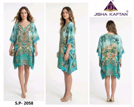 Jelite Jisha Kaftan Silk Poncho Vol 8 Feather Silk Digital Printed Kaftan - Amrah Wholesale
