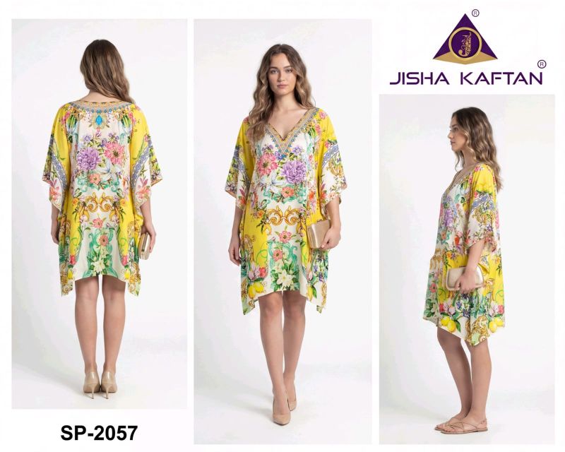 Jelite Jisha Kaftan Silk Poncho Vol 8 Feather Silk Digital Printed Kaftan - Amrah Wholesale