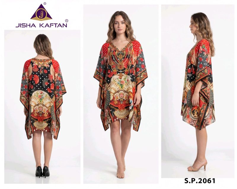 Jelite Jisha Kaftan Silk Poncho Vol 8 Feather Silk Digital Printed Kaftan - Amrah Wholesale