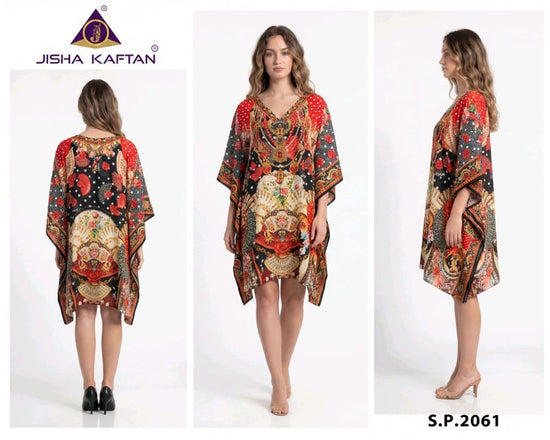 Jelite Jisha Kaftan Silk Poncho Vol 8 Feather Silk Digital Printed Kaftan - Amrah Wholesale