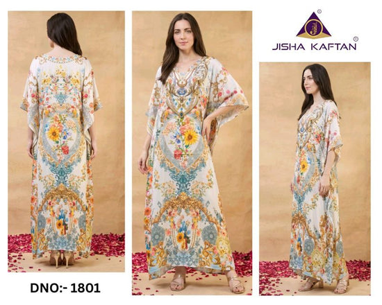 Jelite Kaftan E Nazakat Poly Japan Satin Printed Kaftan