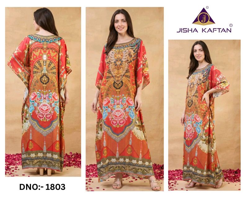 Jelite Kaftan E Nazakat Poly Japan Satin Printed Kaftan
