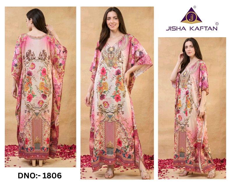 Jelite Kaftan E Nazakat Poly Japan Satin Printed Kaftan