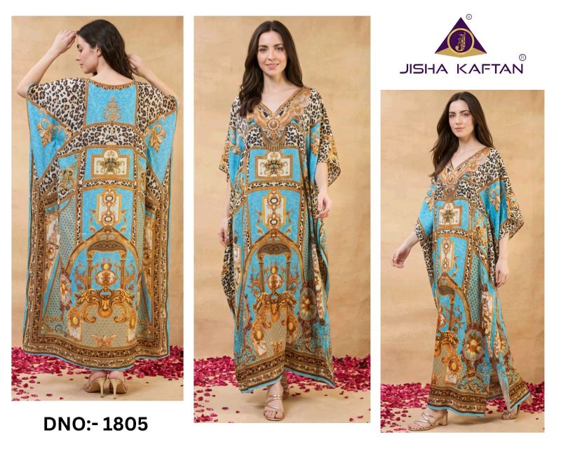 Jelite Kaftan E Nazakat Poly Japan Satin Printed Kaftan