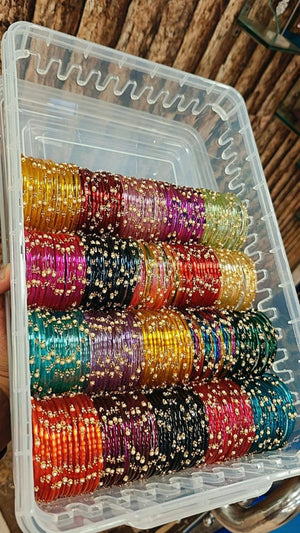Amrah Wholesale Jelly Heart Moti Stone Glass Bangles Set 1