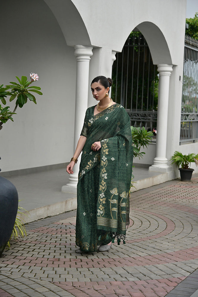 Jf 3420 Soft Jute Linen Silk Zari Woven Saree Collection