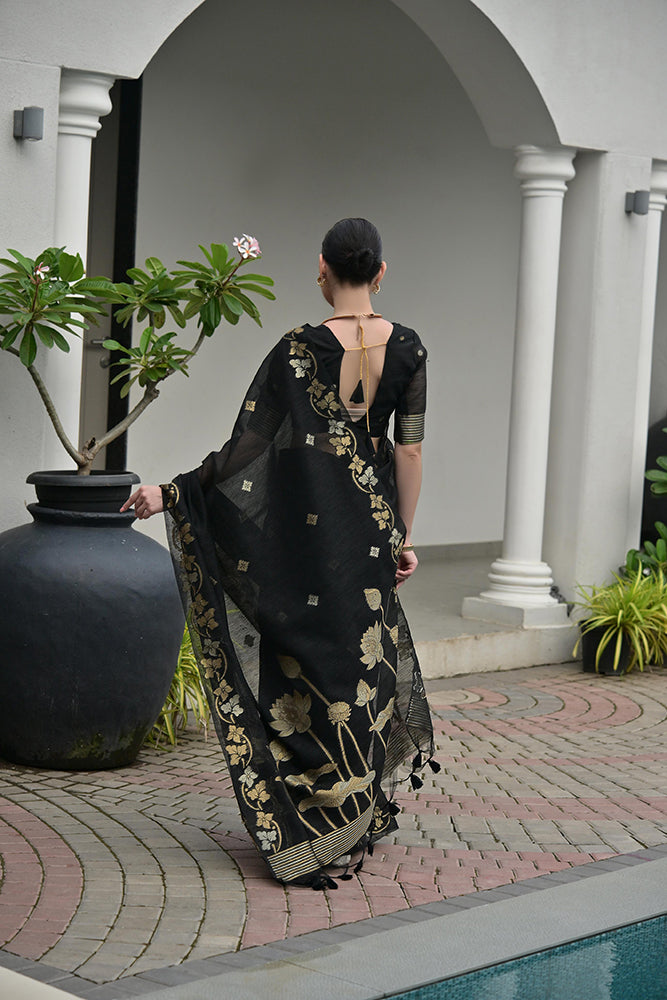Jf 3420 Soft Jute Linen Silk Zari Woven Saree Collection