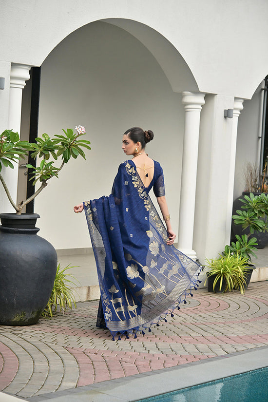 Jf 3420 Soft Jute Linen Silk Zari Woven Saree Collection