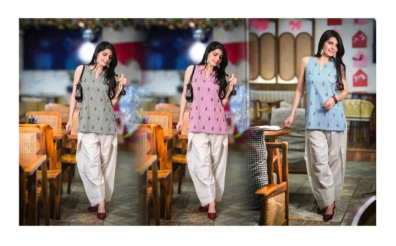 Amrah Wholesale Jf 3867 Khadi Cotton Short Kurti Set