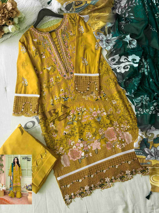 JOHRA TEX JT-195 Pure Cambric Cotton Embroidered Pakistani Suit