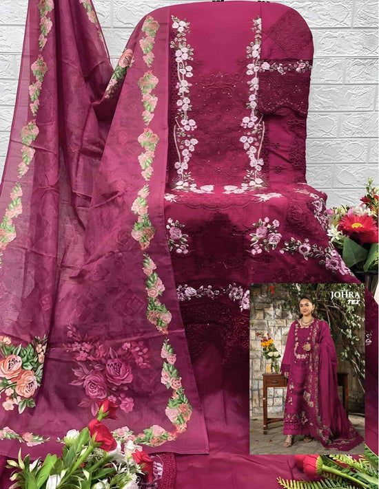 JOHRA TEX JT-202 Cambric Cotton Printed Embroidered Pakistani Suit