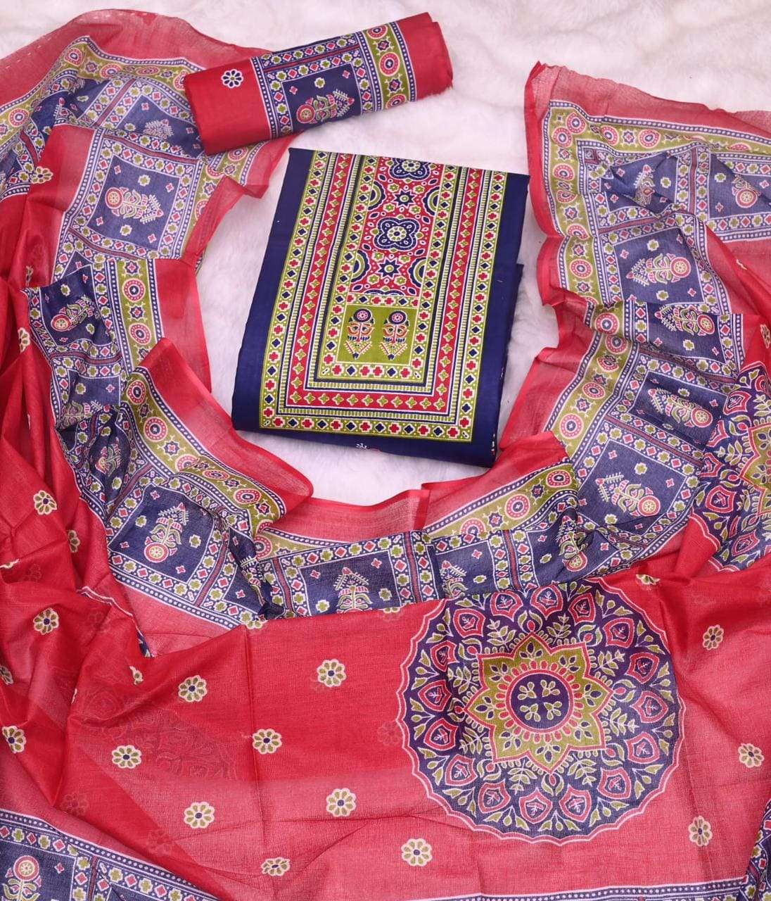 JS Priya Ajrakh Pehnava Vol 4 Cotton Dress Material - Amrah Wholesale