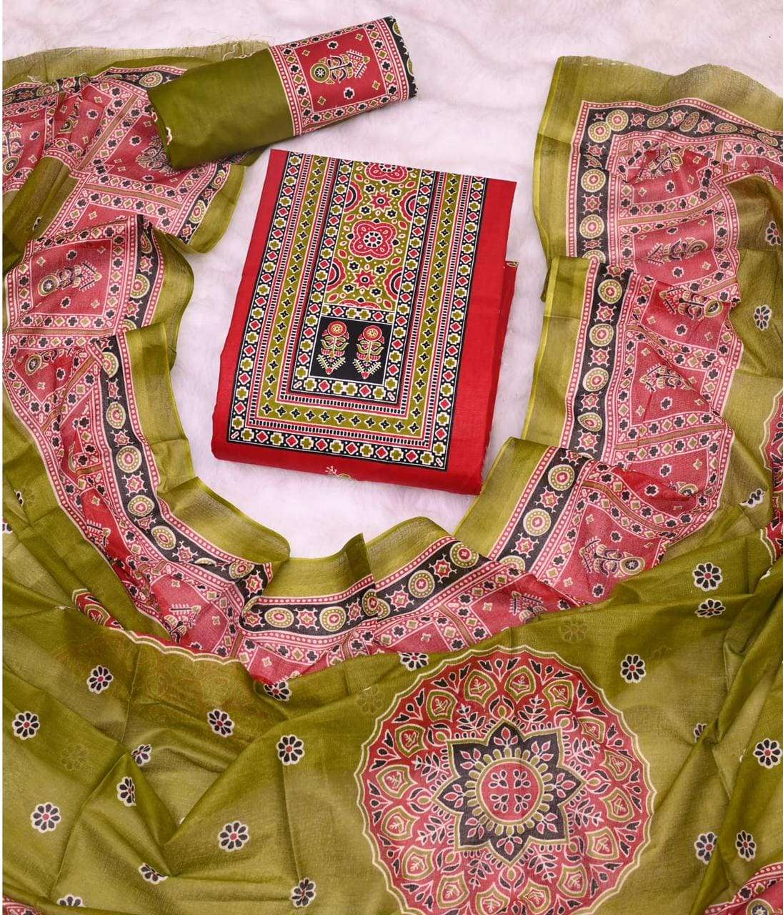 JS Priya Ajrakh Pehnava Vol 4 Cotton Dress Material - Amrah Wholesale