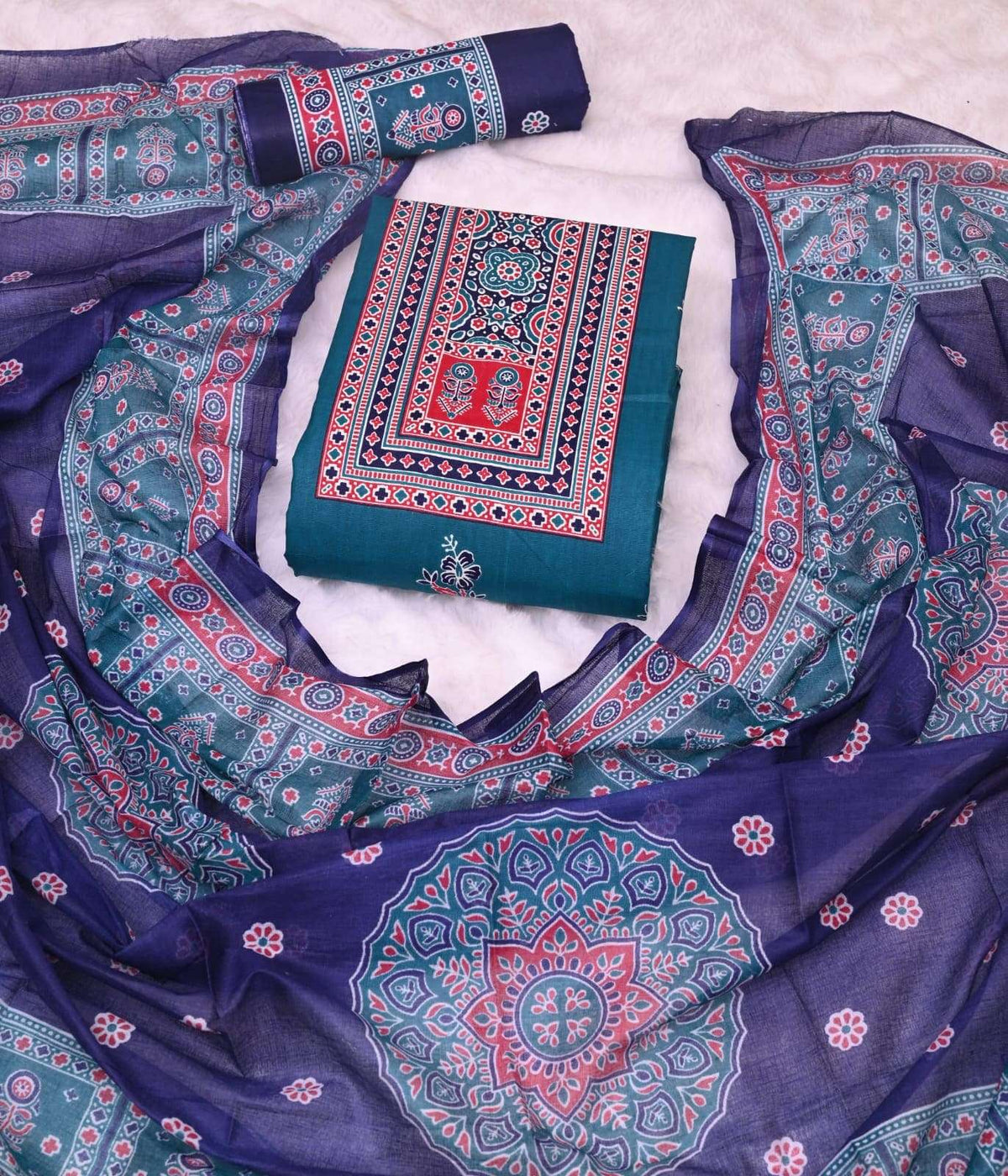 JS Priya Ajrakh Pehnava Vol 4 Cotton Dress Material - Amrah Wholesale