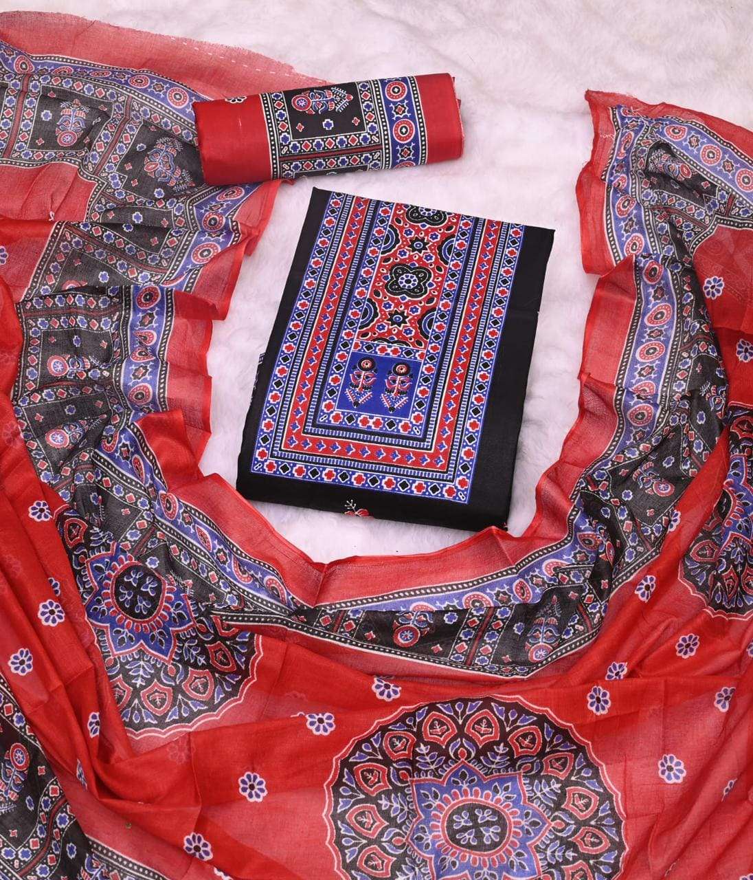 JS Priya Ajrakh Pehnava Vol 4 Cotton Dress Material