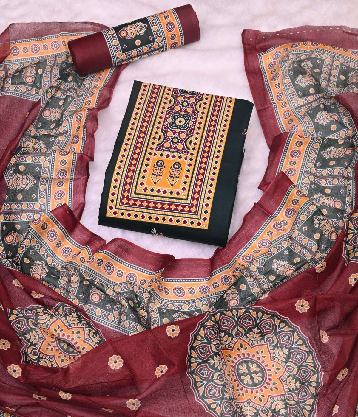 JS Priya Ajrakh Pehnava Vol 4 Cotton Dress Material