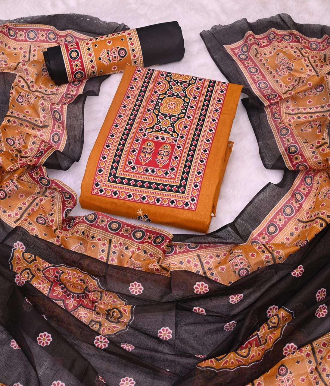 JS Priya Ajrakh Pehnava Vol 4 Cotton Dress Material