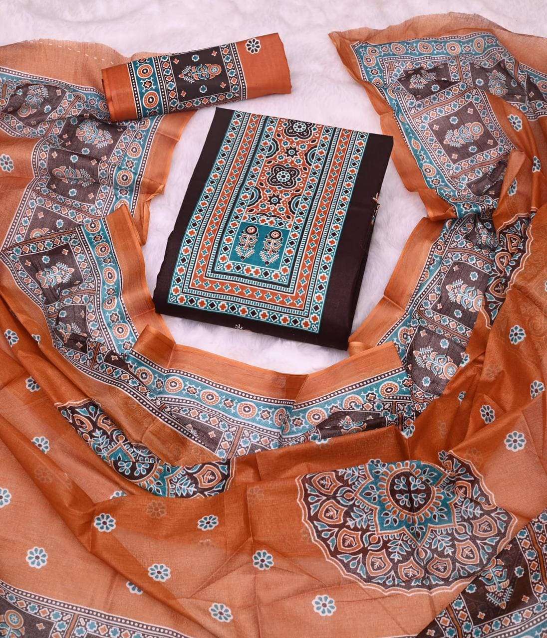 JS Priya Ajrakh Pehnava Vol 4 Cotton Dress Material