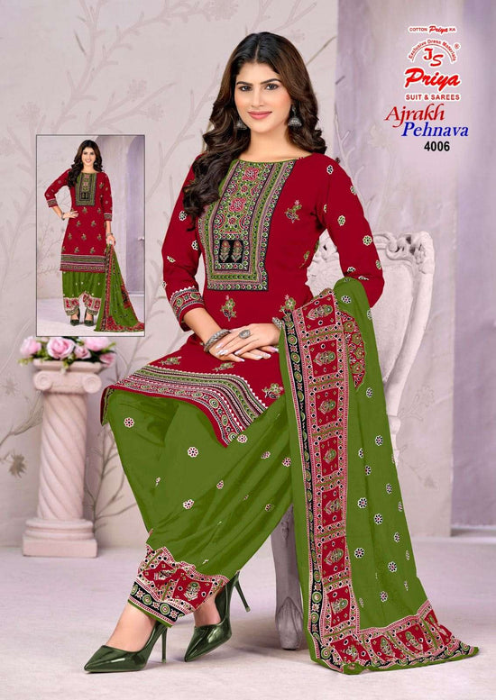 JS Priya Ajrakh Pehnava Vol 4 Cotton Dress Material