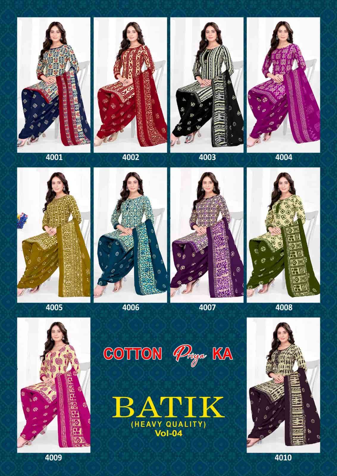 JS Priya Batik Vol 4 Readymade Cotton Patiyala Suit Set - Amrah Wholesale