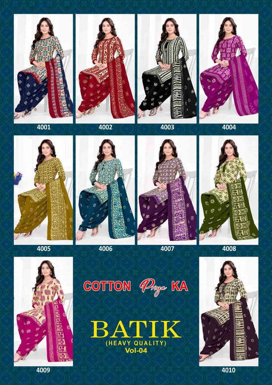 JS Priya Batik Vol 4 Readymade Cotton Patiyala Suit Set - Amrah Wholesale