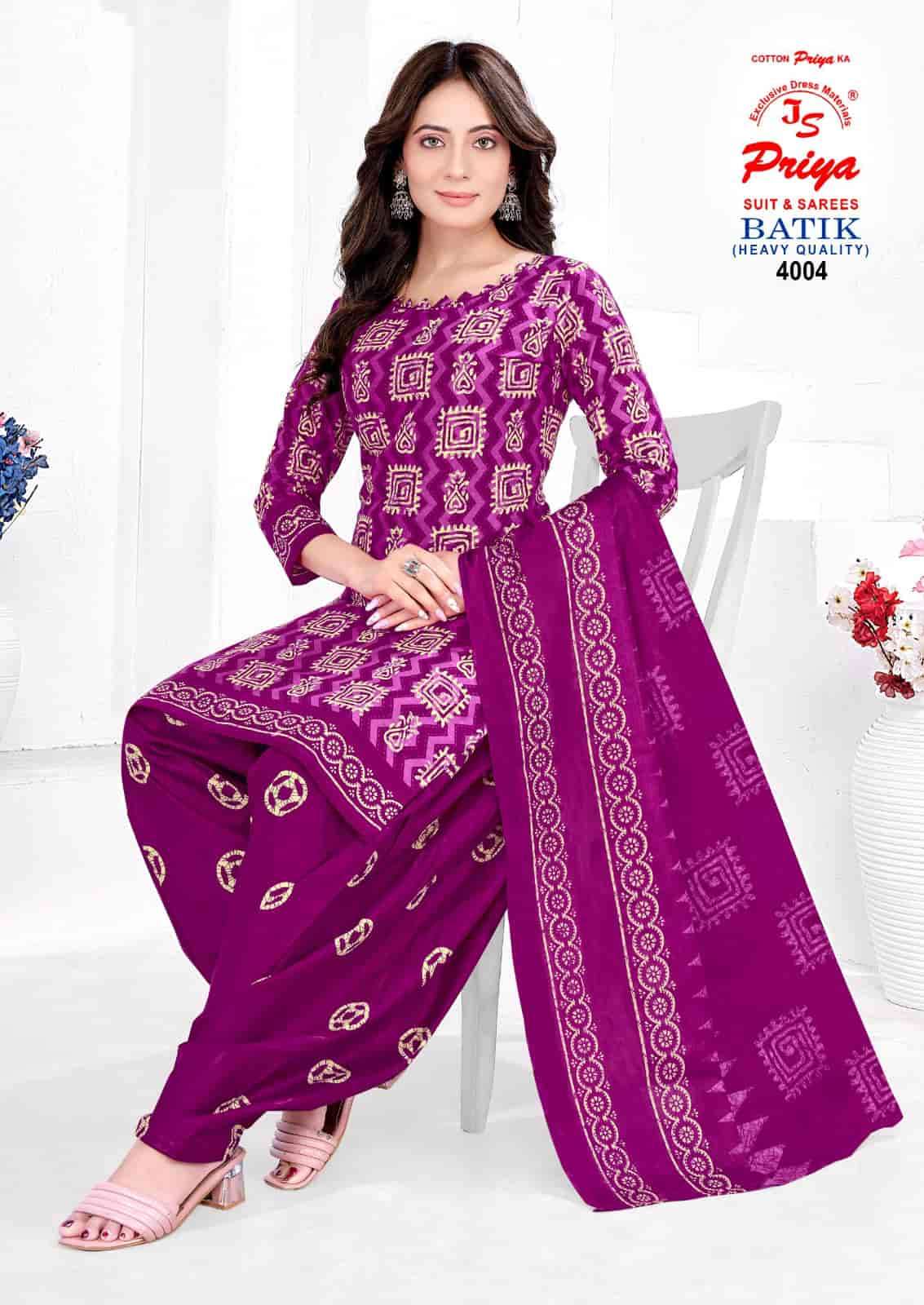 JS Priya Batik Vol 4 Readymade Cotton Patiyala Suit Set XL