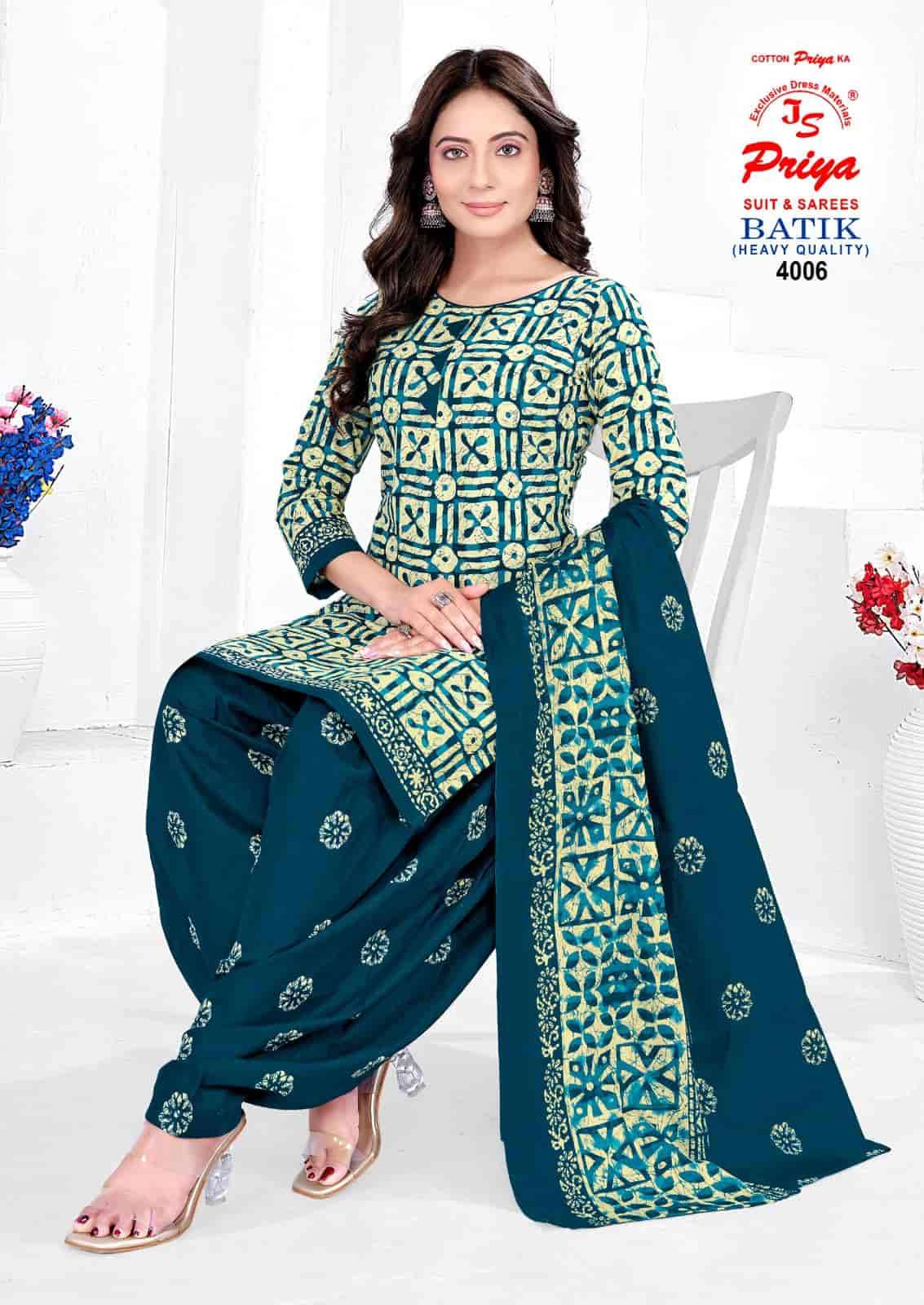 JS Priya Batik Vol 4 Readymade Cotton Patiyala Suit Set - Amrah Wholesale